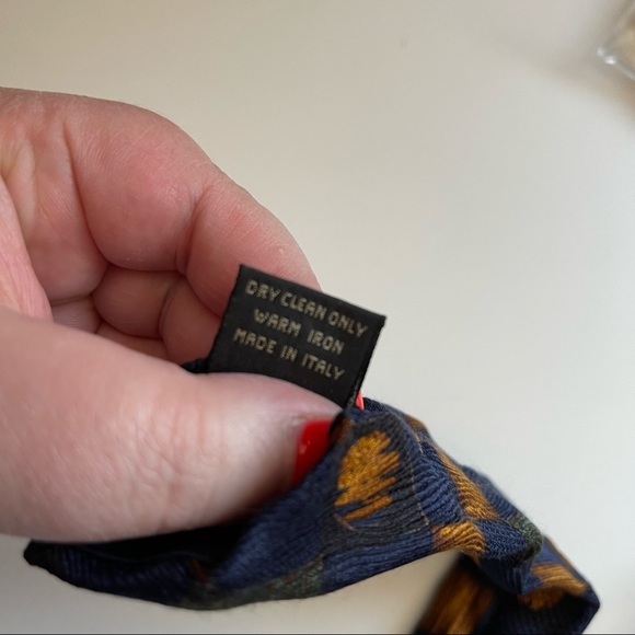 ERMENEGILDO ZEGNA 100% Silk Tie Blue Gold Green Squares Geometric Checkered - Picture 6 of 7